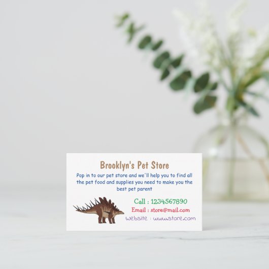Kentrosaurus cartoon illustratie visitekaartje (Staand voorkant)