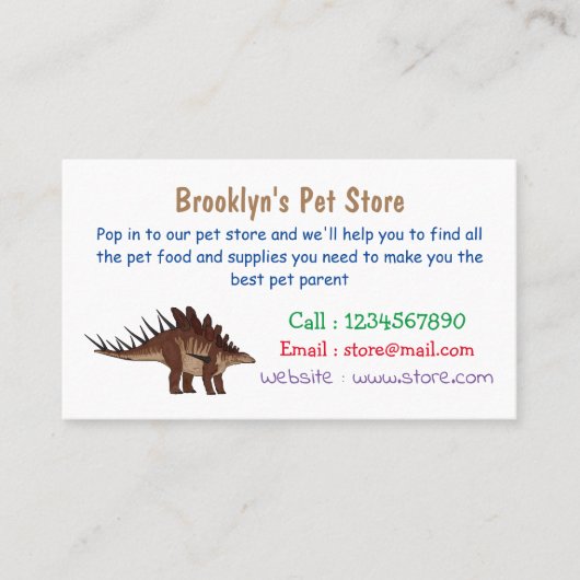 Kentrosaurus cartoon illustratie visitekaartje (Voorkant)