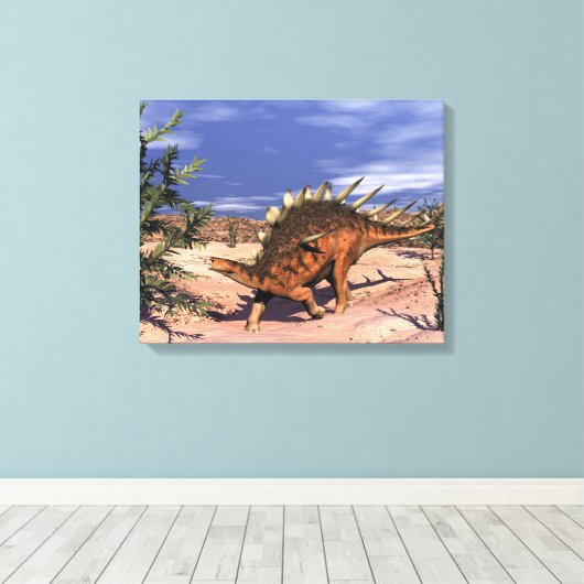 Kentrosaurus dinosaur - 3D rendering Canvas Afdruk (Insitu (Houten vloer))