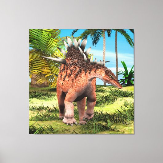 Kentrosaurus Dinosaur Jungle Prehistorische Kunst Canvas Afdruk (Voorkant)