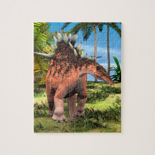 Kentrosaurus Dinosaur Jungle Prehistorische Kunst Legpuzzel (Verticaal)
