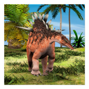 Kentrosaurus Dinosaur Jungle Prehistorische Kunst Perfect Poster
