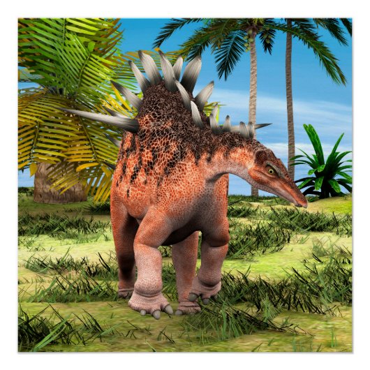 Kentrosaurus Dinosaur Jungle Prehistorische Kunst Perfect Poster (Voorkant)
