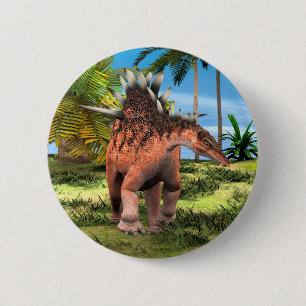 Kentrosaurus Dinosaur Jungle Prehistorische Kunst Ronde Button 5,7 Cm
