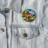 Kentrosaurus Dinosaur Jungle Prehistorische Kunst Ronde Button 5,7 Cm (In situ)