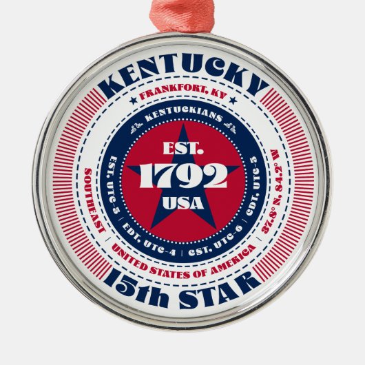 Kentucky 15e staat kerstversiering metalen ornament (Voorkant)