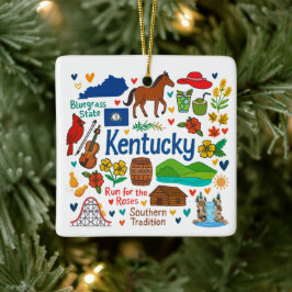 Kentucky Aangepaste Familie Reis Kerstmis Keramisch Ornament