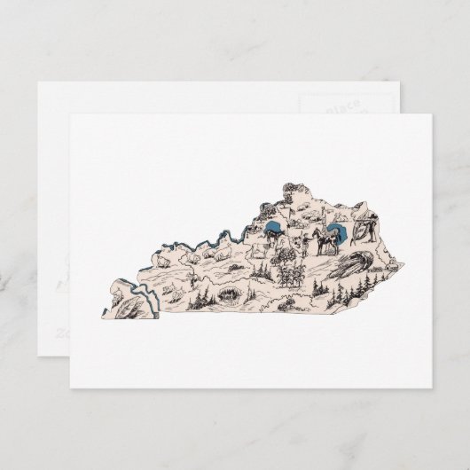 Kentucky  Afbeelding Map Antiek State Chart Briefkaart (Voorkant / Achterkant)