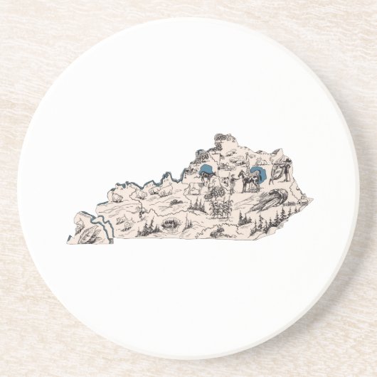 Kentucky  Afbeelding Map Zandsteen Onderzetter (Voorkant)