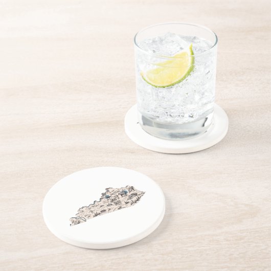 Kentucky Afbeelding Map Zandsteen Onderzetter (Zijkant)