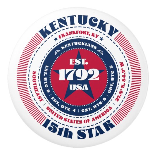 Kentucky Amerikaanse staat rood wit blauw typograf Keramische Knop (Voorkant)