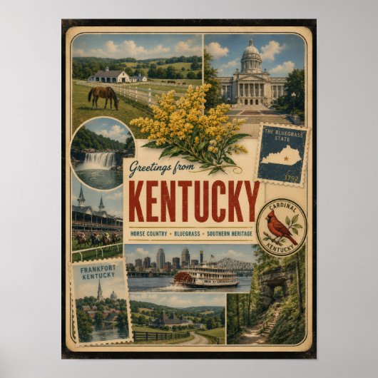 Kentucky Authentieke Vintage Stijl Poster (Voorkant)