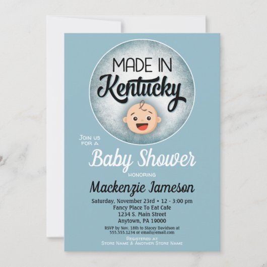 Kentucky Baby shower Funny Blue Boys Kaart (Voorkant)