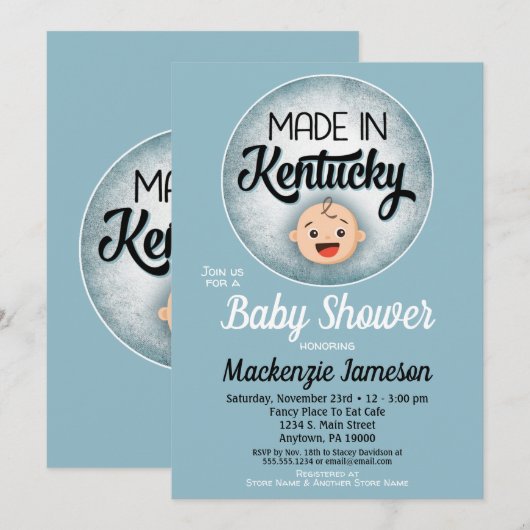 Kentucky Baby shower Funny Blue Boys Kaart (Voorkant / Achterkant)