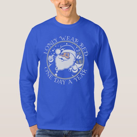 Kentucky Blue Santa T-shirt met lange mouwen (Voorkant)