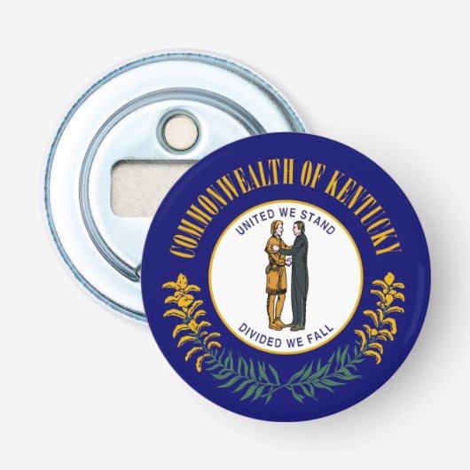 Kentucky: Bluegrass Commonwealth US Staatsvlag Button Flesopener (Voorkant)