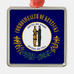Kentucky: Bluegrass Commonwealth US Staatsvlag Metalen Ornament