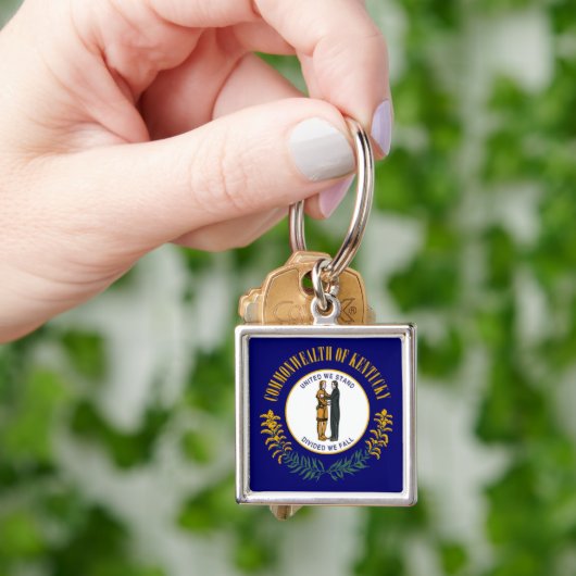 Kentucky: Bluegrass Commonwealth US Staatsvlag Sleutelhanger (Hand)