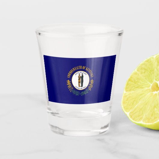 Kentucky: Bluegrass Commonwealth US State Flag wor Shot Glas (Voorkant)
