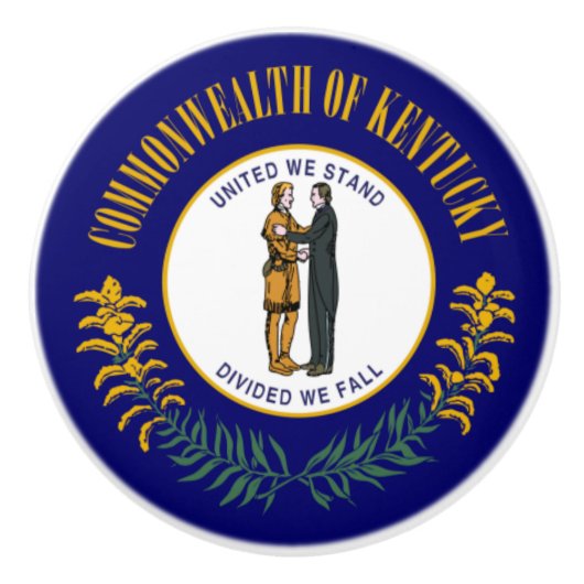 Kentucky: Bluegrass Commonwealth Vlag van de Ameri Keramische Knop (Voorkant)