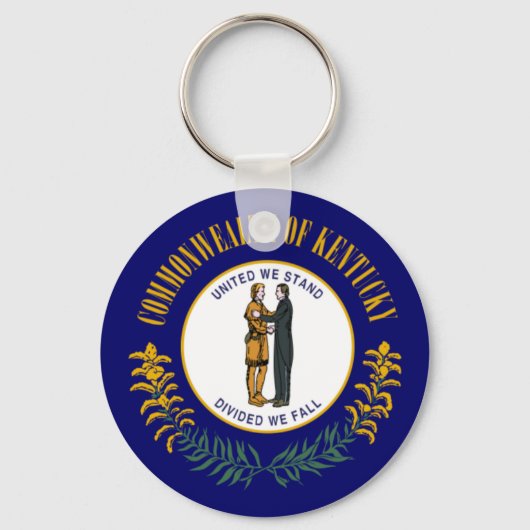 Kentucky: Bluegrass Commonwealth Vlag van de Ameri Sleutelhanger (Voorkant)