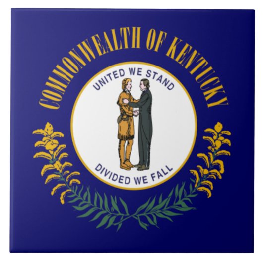 Kentucky: Bluegrass Commonwealth Vlag van de Ameri Tegeltje (Voorkant)