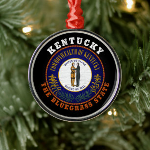 KENTUCKY BLUEGRASS STATE FLAG METALEN ORNAMENT