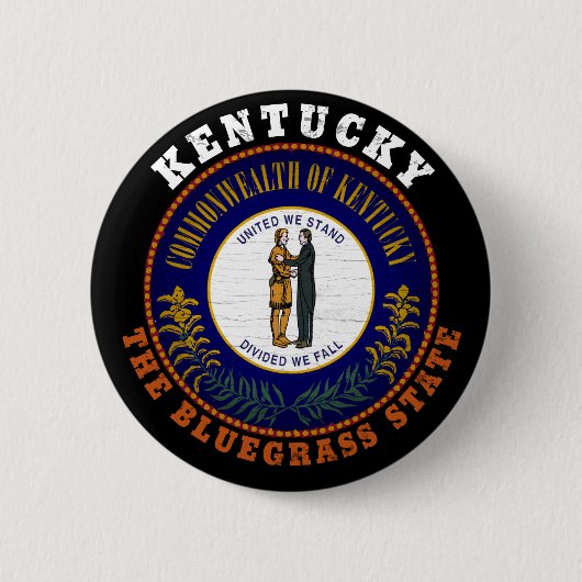 KENTUCKY BLUEGRASS STATE FLAG RONDE BUTTON 5,7 CM (Voorkant)