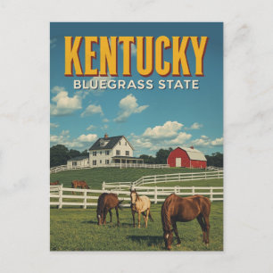 Kentucky Bluegrass State Horse Farm Vintage Reis Briefkaart