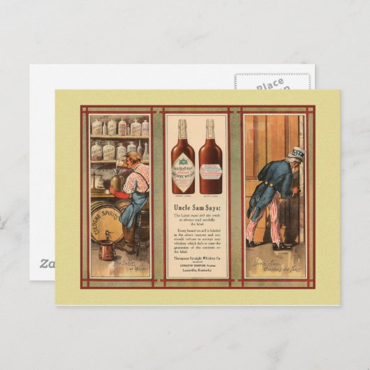 Kentucky Bourbon Uncle Sam Prohibition Briefkaart (Voorkant / Achterkant)