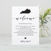 Kentucky bruiloft welkomstbrief en reisschema Kaar Programmakaart (Staand voorkant)