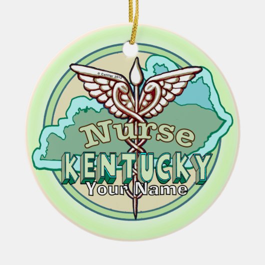 Kentucky Caduceus Verpleegster Keramisch Ornament (Voorkant)