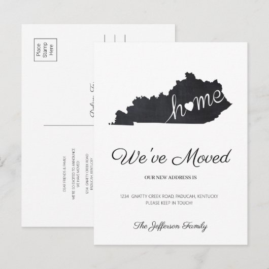 Kentucky Chalkboard State Map Moving Briefkaart (Voorkant / Achterkant)