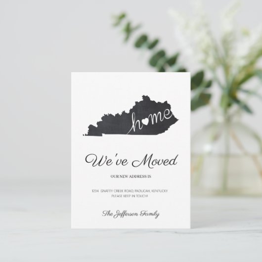 Kentucky Chalkboard State Map Moving Briefkaart (Staand voorkant)