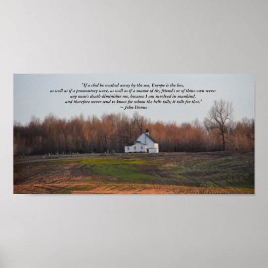 Kentucky Church in Early Morning met Donne Poem Poster (Voorkant)