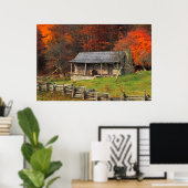 Kentucky Country Cabin Herfst Season Waterverf Poster (Thuiskantoor)