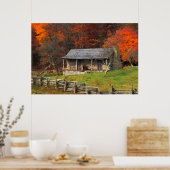 Kentucky Country Cabin Herfst Season Waterverf Poster (Keuken)