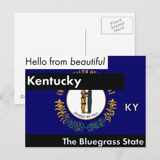 Kentucky de staat Bluegrass Briefkaart (Voorkant / Achterkant)