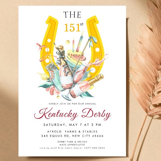 Kentucky Derby 151st Invitation with Horseshoe Kaart