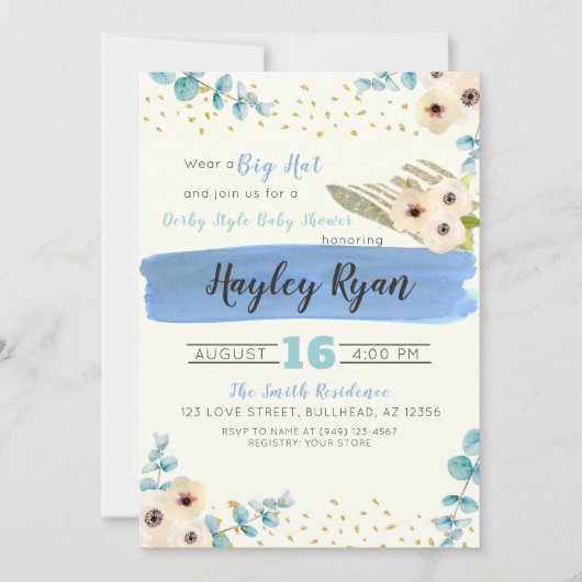 Kentucky Derby Big Pet Eucalyptus Boy Baby shower Kaart (Voorkant)