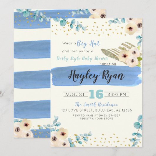 Kentucky Derby Big Pet Eucalyptus Boy Baby shower Kaart (Voorkant / Achterkant)