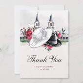 Kentucky Derby Bruiloft Bruidsfeest Rozen Modern Bedankkaart (Voorkant)