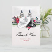 Kentucky Derby Bruiloft Bruidsfeest Rozen Modern Bedankkaart (Staand voorkant)