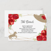 Kentucky Derby Bruiloft Feest Details Kaart (Voorkant / Achterkant)