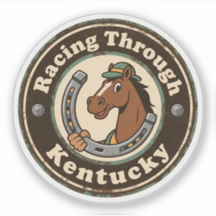 Kentucky Derby Charme_ Paard met Jockeyhoed  Sticker