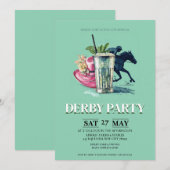 Kentucky Derby Feest Uitnodiging Mint Julep Derby (Voorkant / Achterkant)