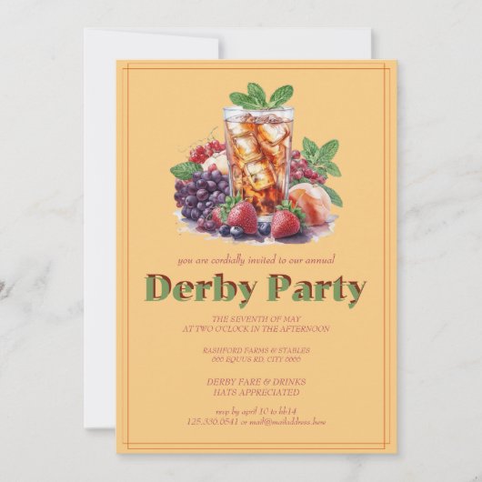Kentucky Derby-feest uitnodiging Mint Julep drank  (Voorkant)