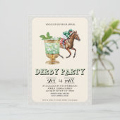 Kentucky Derby Feest Uitnodiging Mint Julep Paard (Staand voorkant)
