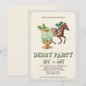 Kentucky Derby Feest Uitnodiging Mint Julep Paard (Voorkant / Achterkant)
