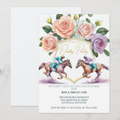 Kentucky Derby Feest Uitnodiging Watercolor Paarde (Voorkant / Achterkant)